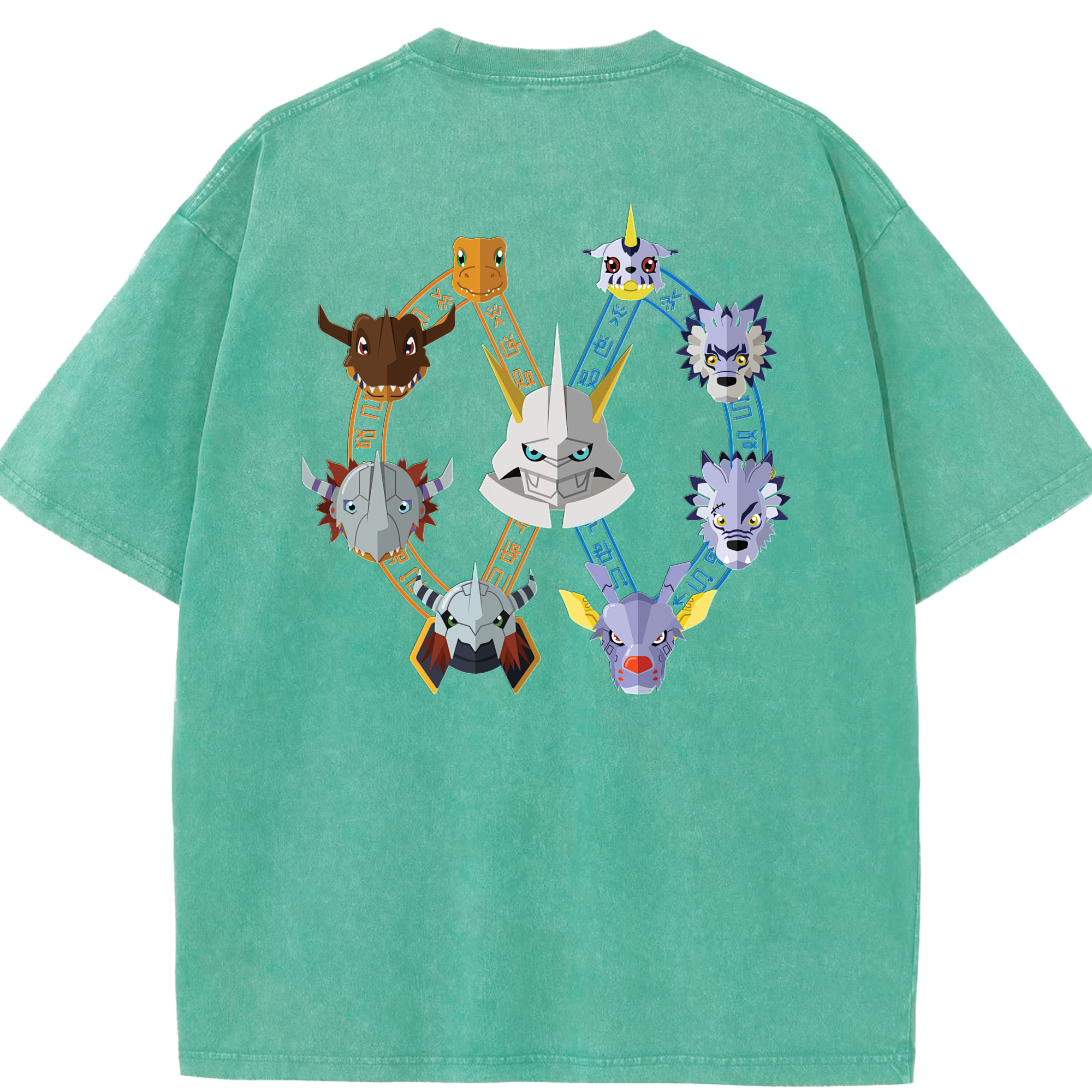 （画像用） Digimon デジタルモンスター/デジモン 綿100% ヴィンテージ風 半袖Tシャツ（背面プリント）